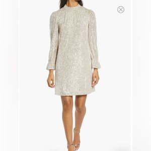 Julia Jordan Sequin Long Sleeve Shift Dress - Size 12